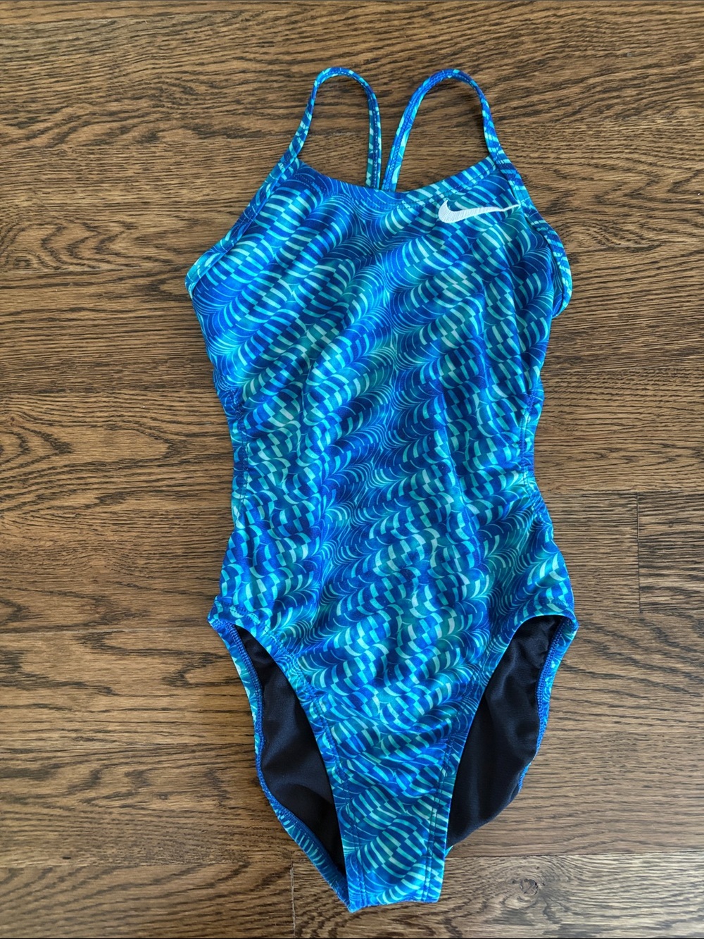 Nike Girls' Pool Lanes Blue Wave-Print One-Piece Swimsuit